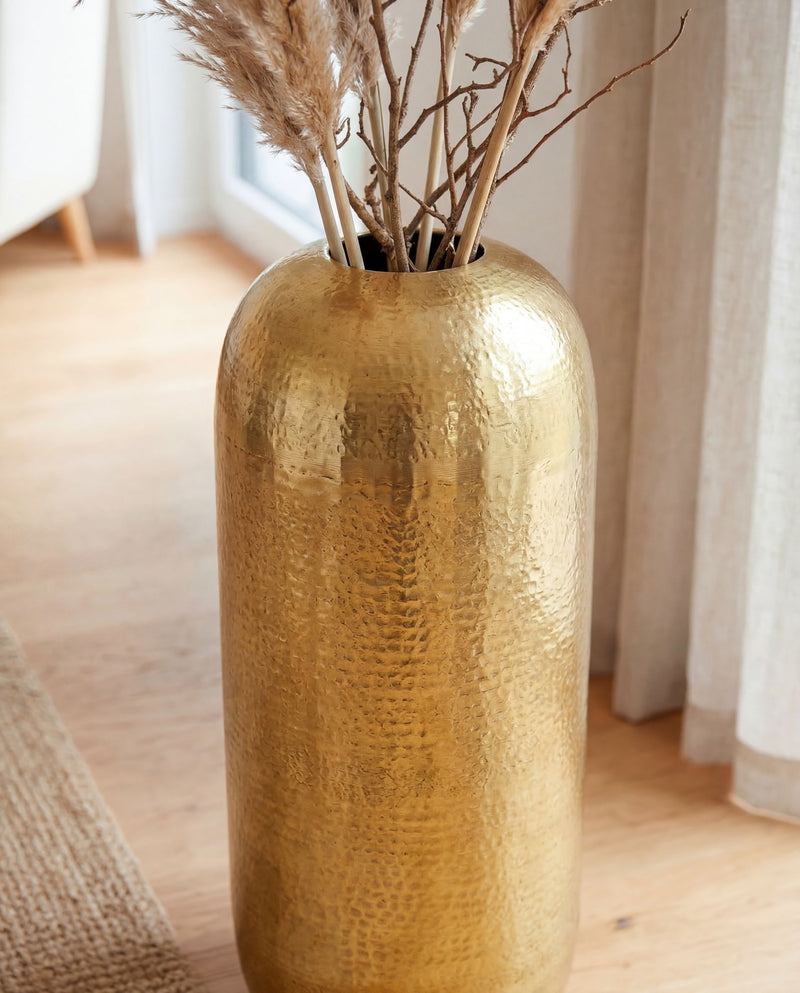 Bodenvase Aluminium Gold 60 cm - Handgefertigte Standvase von Wohnling