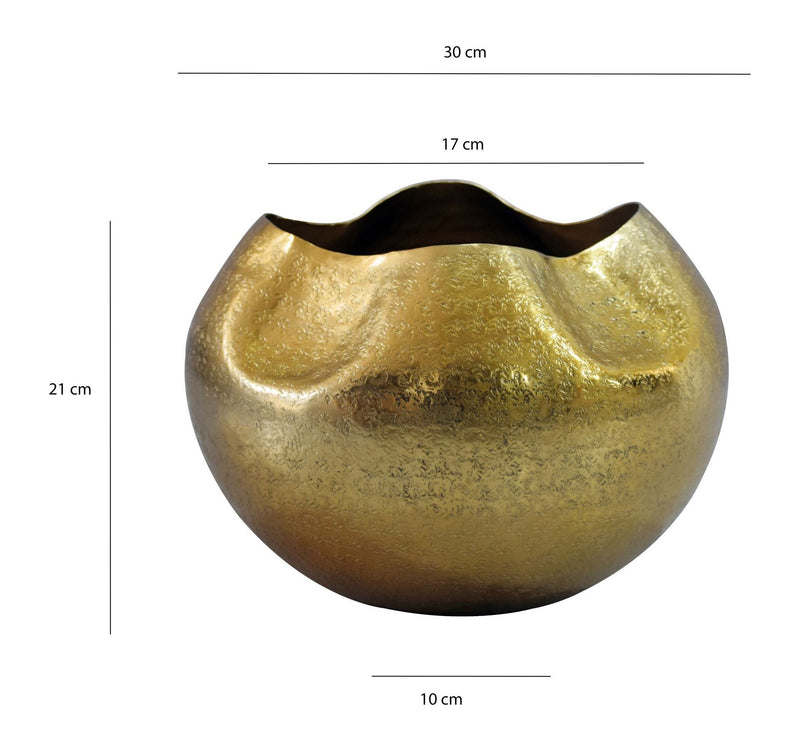 Design-Tischvase Aluminium Gold, 30 cm rund, Unikat für Wohnzimmer