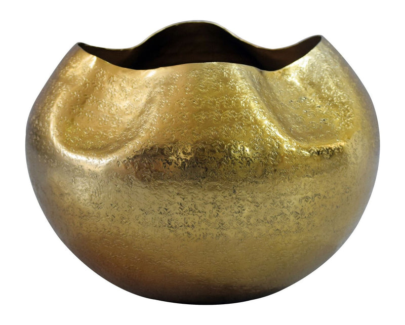 Design-Tischvase Aluminium Gold, 30 cm rund, Unikat für Wohnzimmer