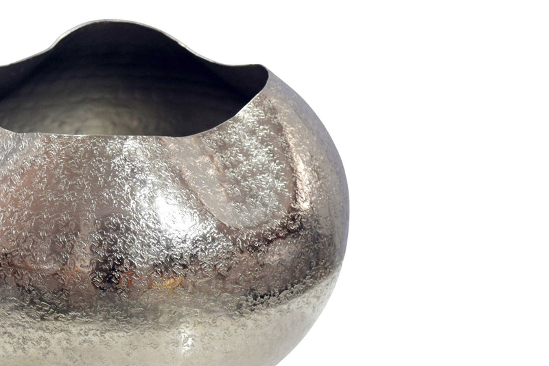 Tischvase Aluminium 30cm Silber, Wohnling Dekovase Handmade rund