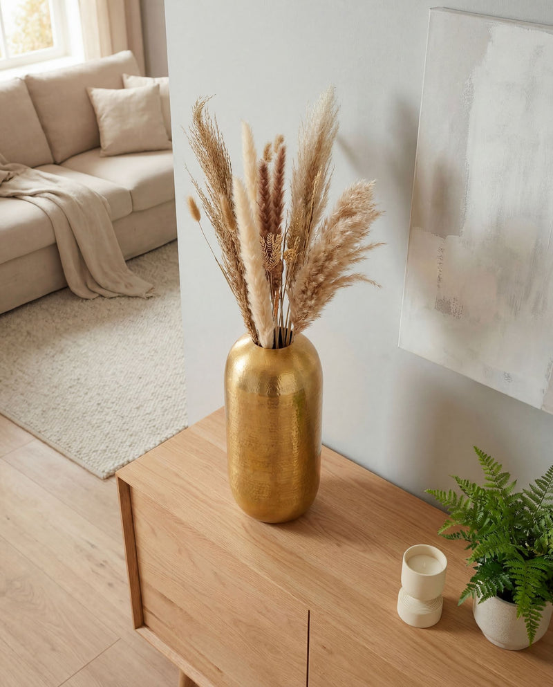 Bodenvase Aluminium Gold 45 cm – moderne Standvase für Wohnzimmer
