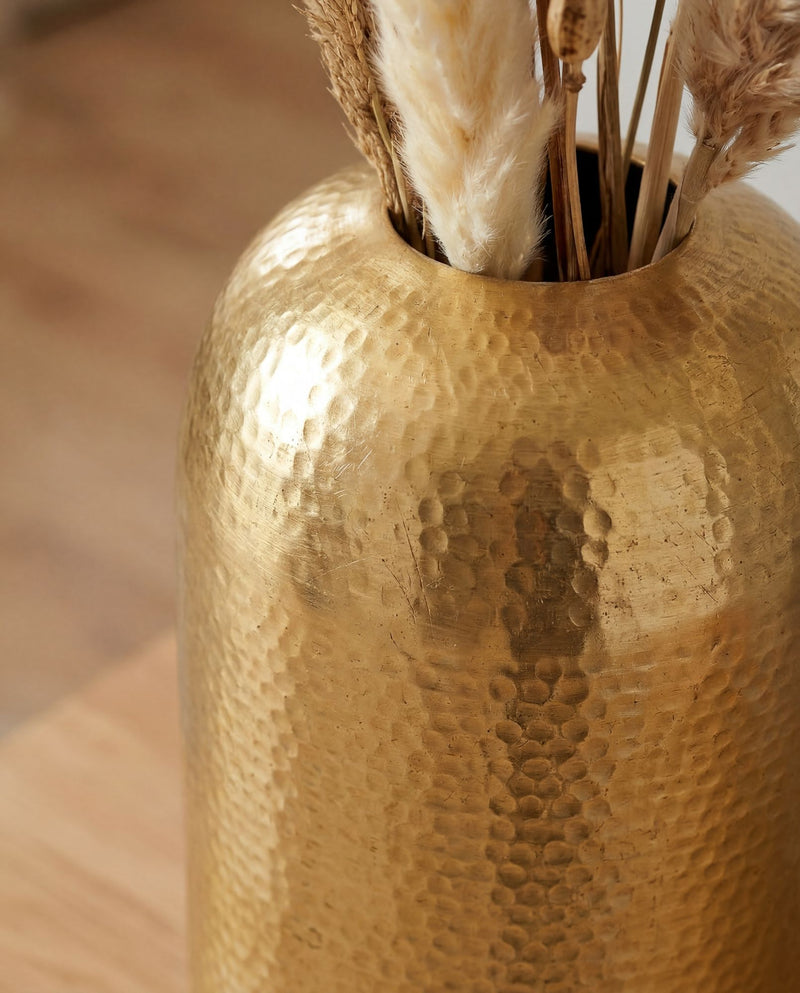 Bodenvase Aluminium Gold 45 cm – moderne Standvase für Wohnzimmer