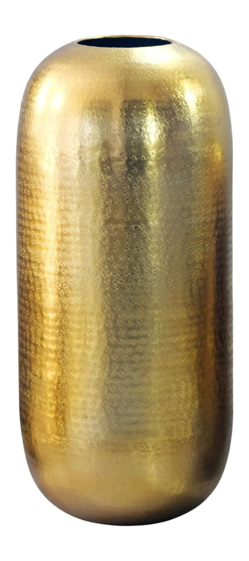 Bodenvase Aluminium Gold 45 cm in Gesamtansicht mit glänzender goldener Oberfläche und abgerundeter Form.