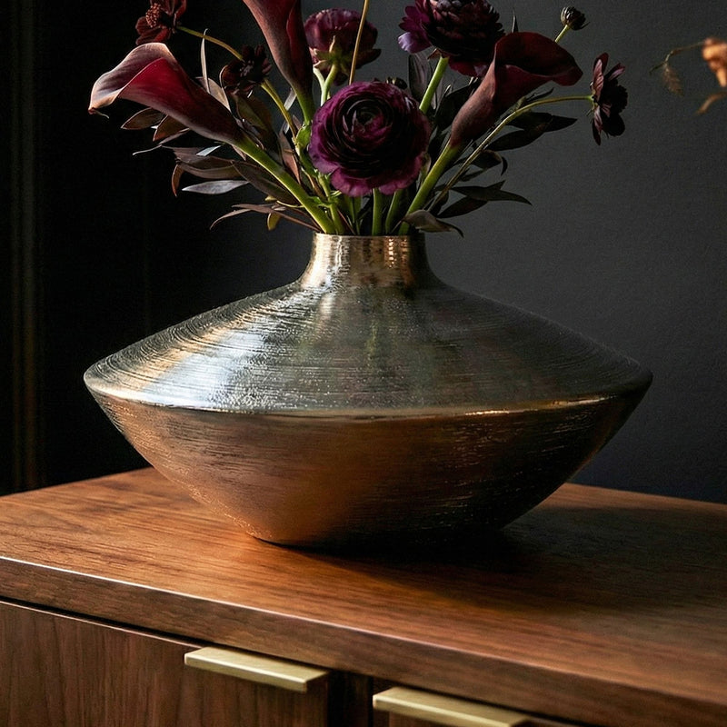 Tischvase Aluminium Silber, 35 cm Design-Dekovase für Wohnzimmer