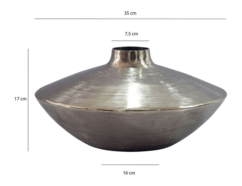 Tischvase Aluminium Silber, 35 cm Design-Dekovase für Wohnzimmer