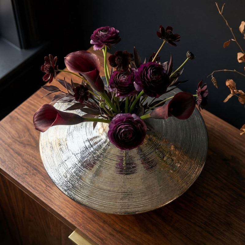 Tischvase Aluminium Silber, 35 cm Design-Dekovase für Wohnzimmer