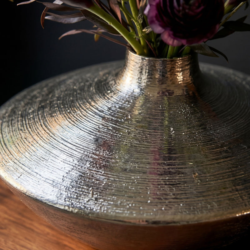 Tischvase Aluminium Silber, 35 cm Design-Dekovase für Wohnzimmer