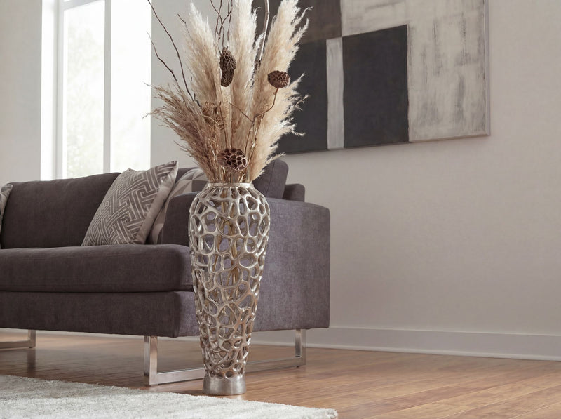 Bodenvase Aluminium 85 cm Silber, Wohnling XXL Standvase