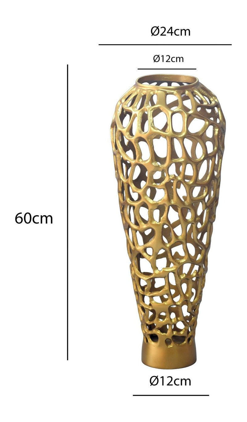 Bodenvase Aluminium Gold 60 cm, XL Design-Standvase für Wohnzimmer