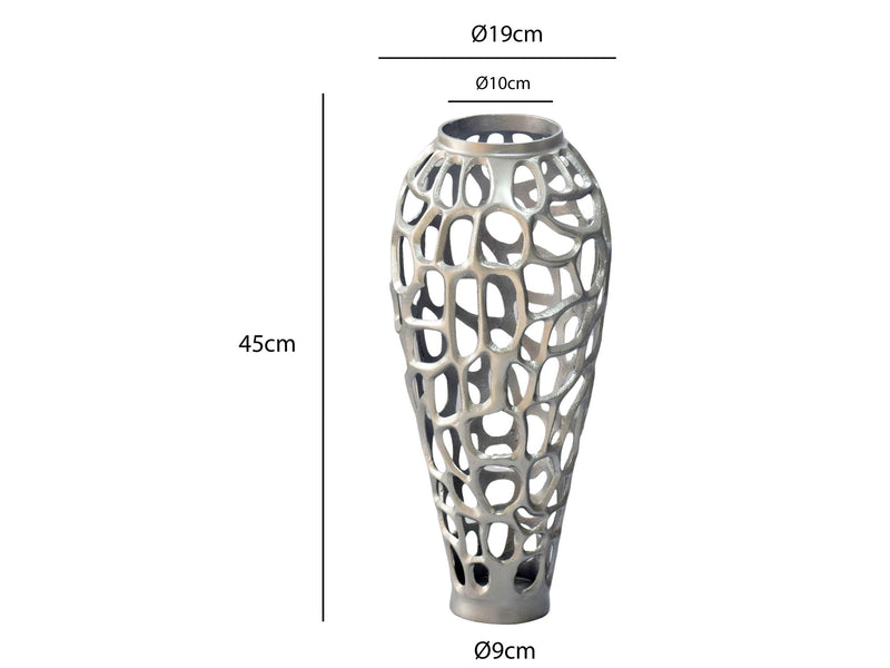 Bodenvase Aluminium 45 cm Silber im Handmade-Design von Wohnling