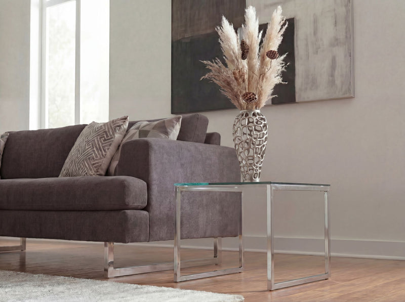 Bodenvase Aluminium 45 cm Silber im Handmade-Design von Wohnling