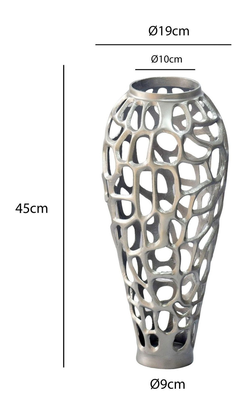 Bodenvase Aluminium 45 cm Silber im Handmade-Design von Wohnling