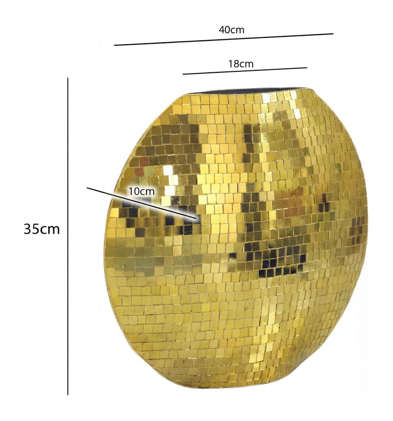 Tischvase Mosaik Gold 40 cm – Wohnling Dekovase im Disco-Design