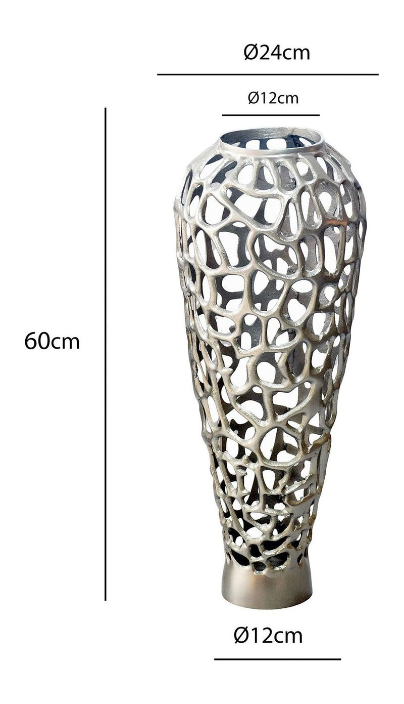 Bodenvase Aluminium 60cm Silber – XL Standvase für Wohnzimmer