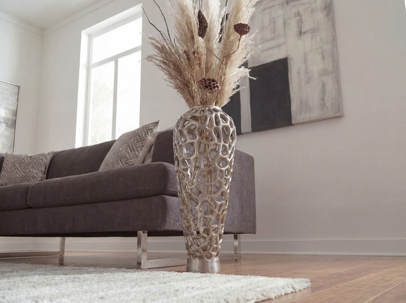 Bodenvase Aluminium 60cm Silber – XL Standvase für Wohnzimmer