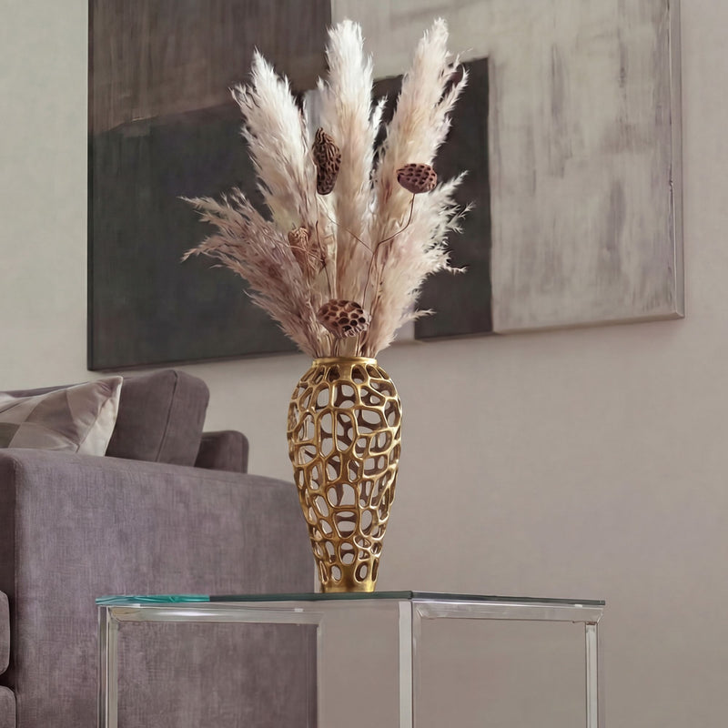 Bodenvase Aluminium 45 cm Gold – Design-Dekovase handgefertigt