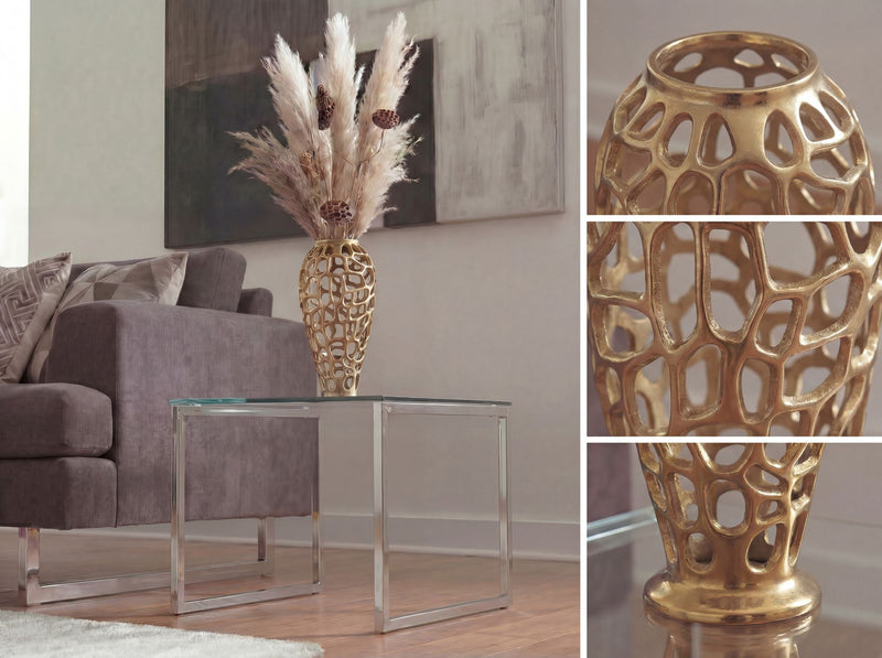 Bodenvase Aluminium 45 cm Gold – Design-Dekovase handgefertigt