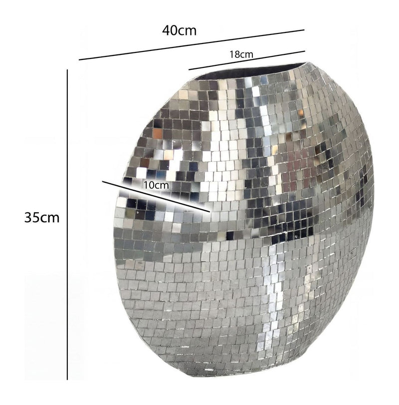 Tischvase Mosaik Silber, 40 cm – Dekovase aus Metall für Wohnzimmer