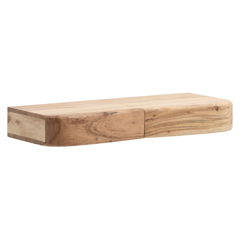 Wandregal Akazie 60 cm mit zwei Schubladen, Massivholz von Wohnling