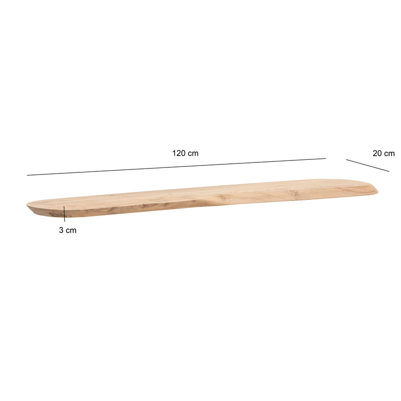 Wandregal Akazie 120 cm Massivholz, schwebendes Hängeregal