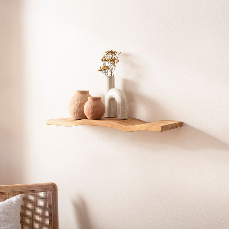 Wandregal Akazie 60 cm Wellendesign, Hängeregal aus Massivholz
