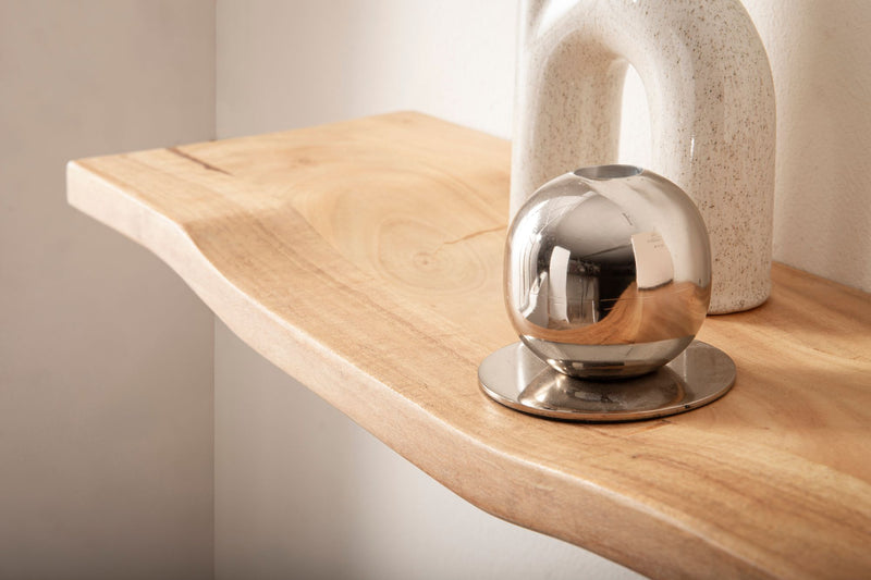 Wandregal Akazie Massivholz 40 cm, schwebendes Design in Wellenform