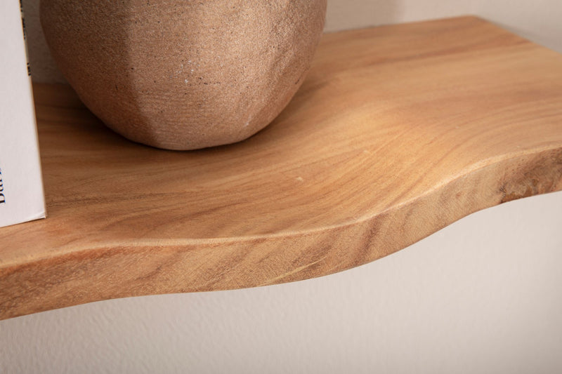 Wandregal Akazie Massivholz 120 cm Wellenform, Wohnling Echtholz