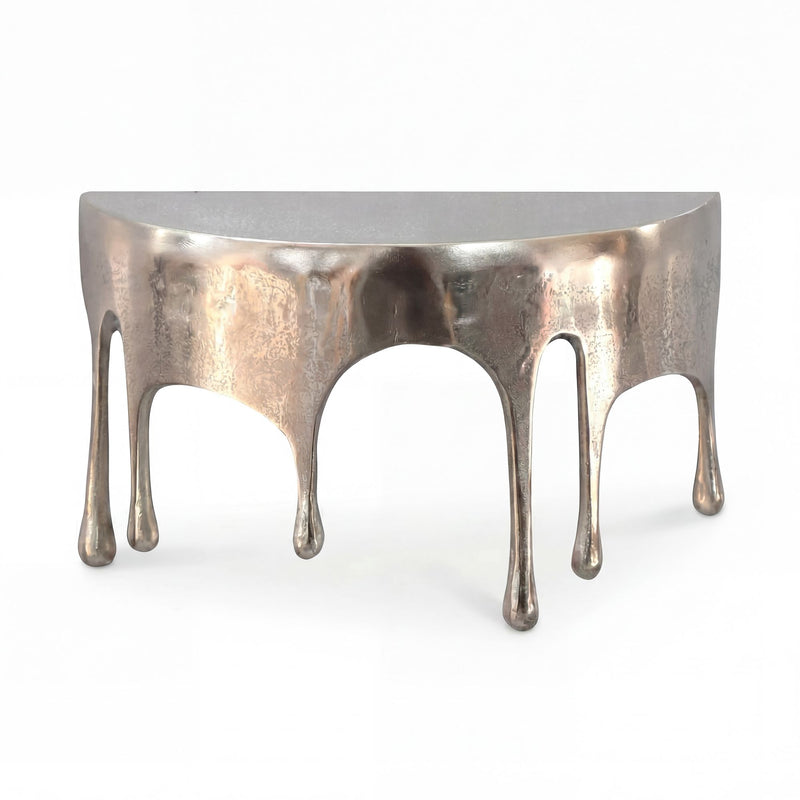 Wandregal Drops 35 cm aus Aluminium in Silber, Tropfenoptik Hängeregal
