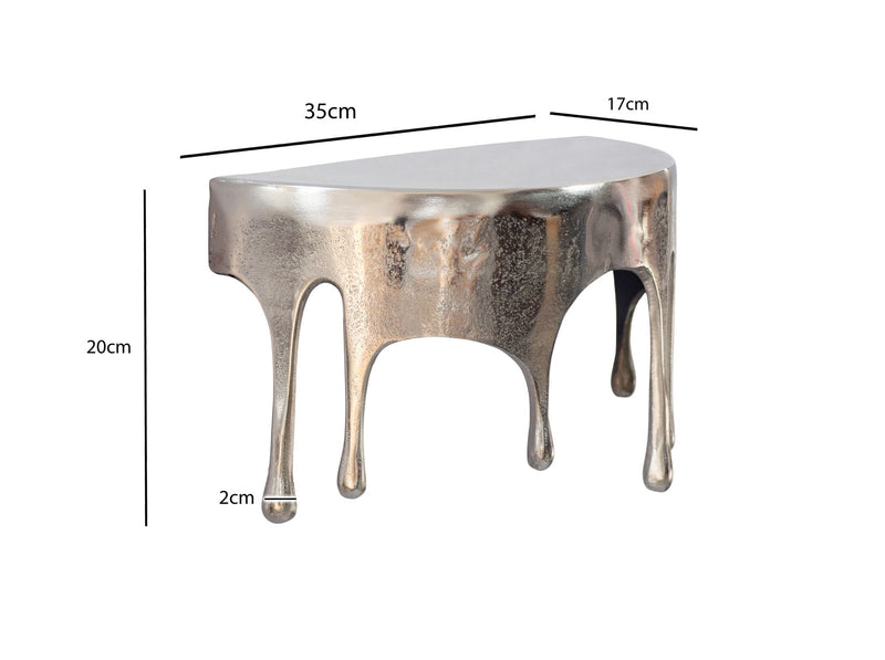 Wandregal Drops 35 cm aus Aluminium in Silber, Tropfenoptik Hängeregal