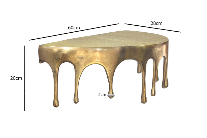Wandregal Drops 60cm aus Aluminium in Gold, Tropfen-Optik Handmade