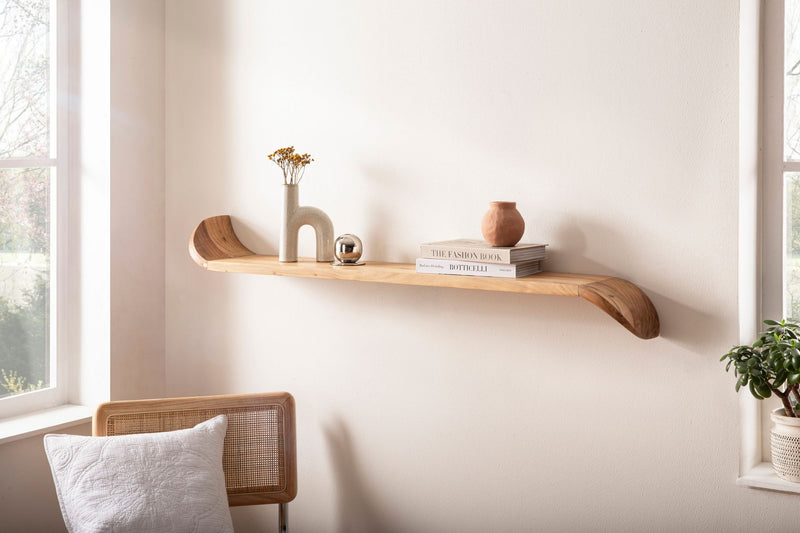Wandregal Mango Massivholz 120cm mit geschwungenen Enden von Wohnling