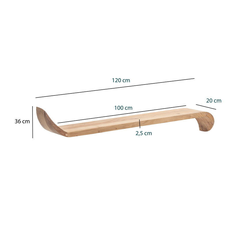 Wandregal Mango Massivholz 120cm mit geschwungenen Enden von Wohnling