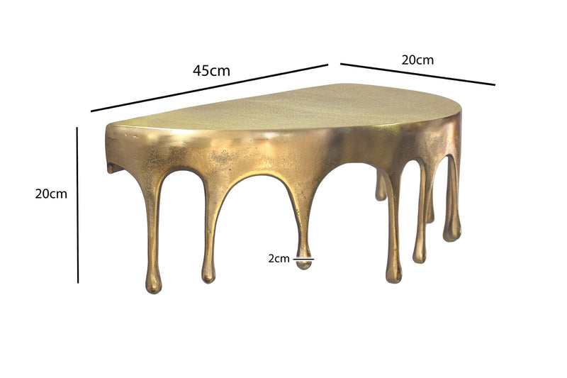 Wandregal Drops 45 cm aus Aluminium in Gold, Handmade Hängeregal