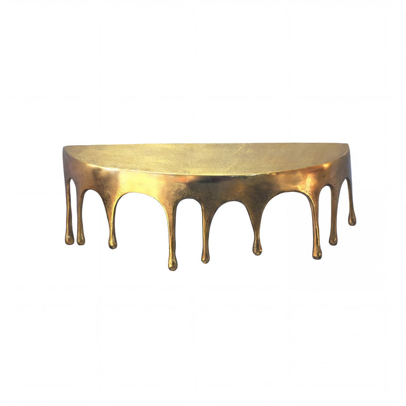 Wandregal Drops 45 cm aus Aluminium in Gold, Handmade Hängeregal