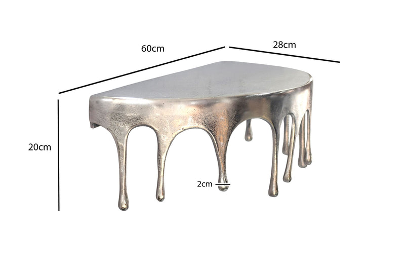 Wandregal Drops 60 cm Aluminium Silber, Design-Hängeregal Handmade