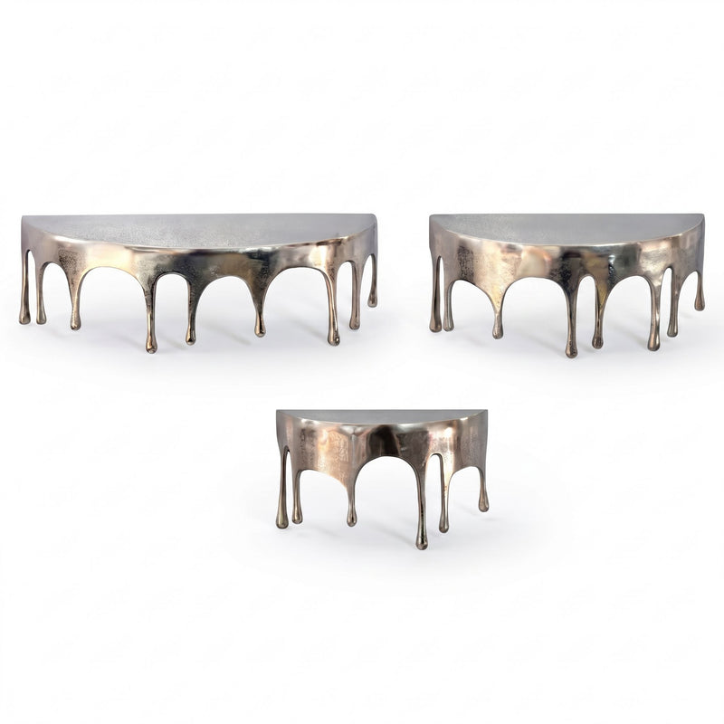 Wandregal 3er Set Tropfen-Optik aus Aluminium in Silber von Wohnling