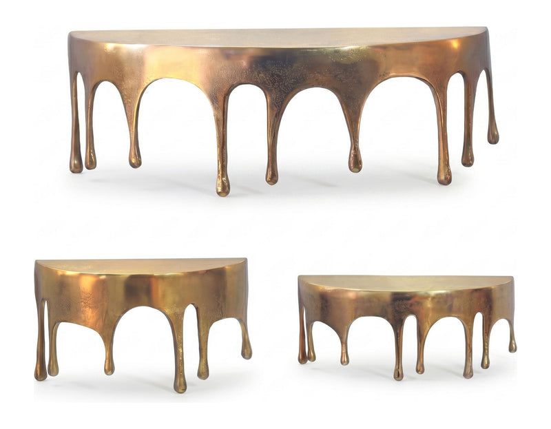 Wandregal Drops 3er-Set in Gold aus Aluminium für Flur & Wohnzimmer
