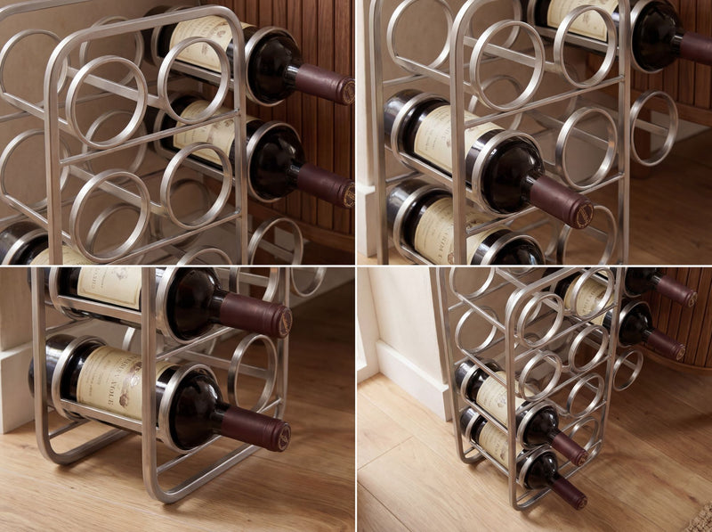 Weinregal für 11 Flaschen aus lackiertem Stahl in Silber - Wohnling