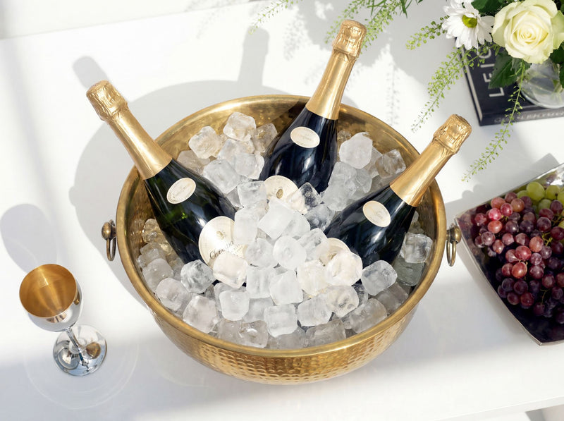 Champagnerkühler Hammerschlag Gold XXL für 6 Flaschen, Handmade