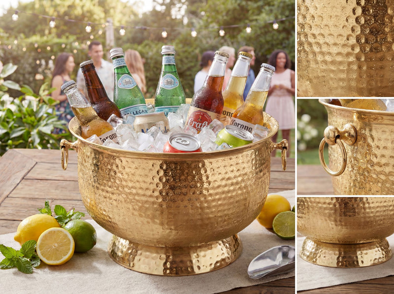 Getränkekühler Hammerschlag XXL in Gold für Party, Hochzeit & Bar