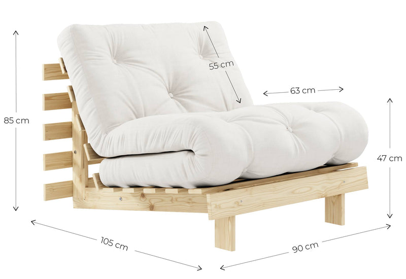 Sofa Schlafsofa ROOTS 90 Polster Cord Kiefer massiv unbehandelt Karup