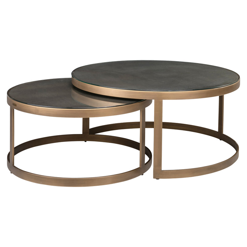 Couchtisch Bloomville im 2er-Set, Shagreen-Optik mit Glasplatten