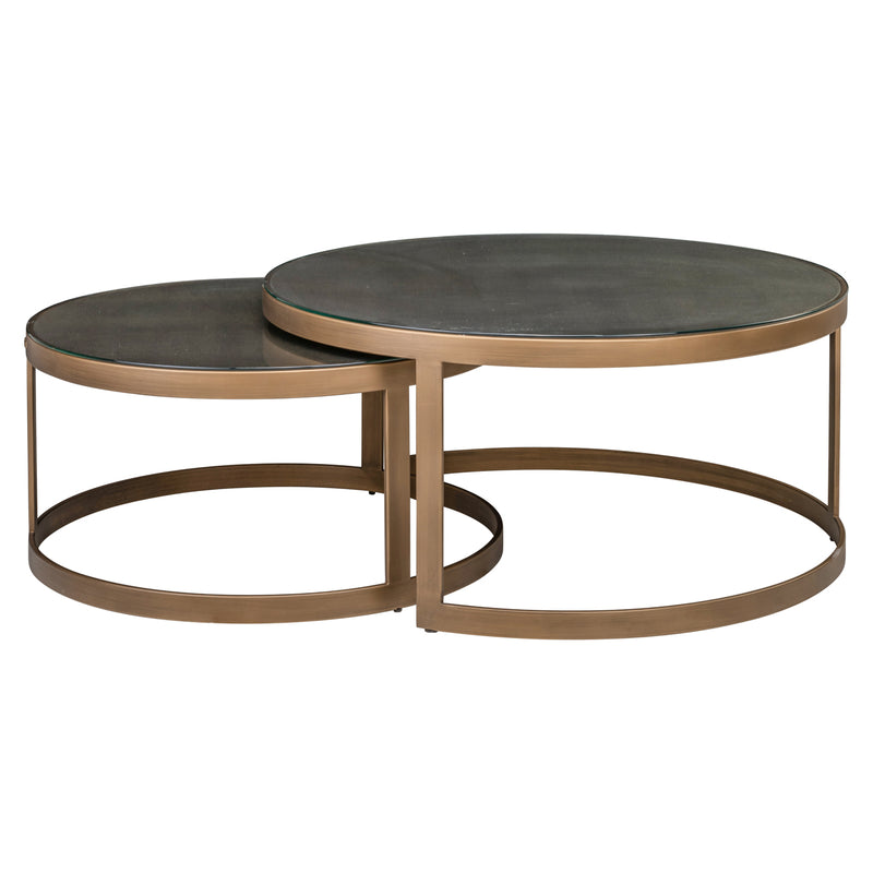 Couchtisch Bloomville im 2er-Set, Shagreen-Optik mit Glasplatten