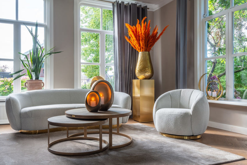 Couchtisch Bloomville im 2er-Set, Shagreen-Optik mit Glasplatten