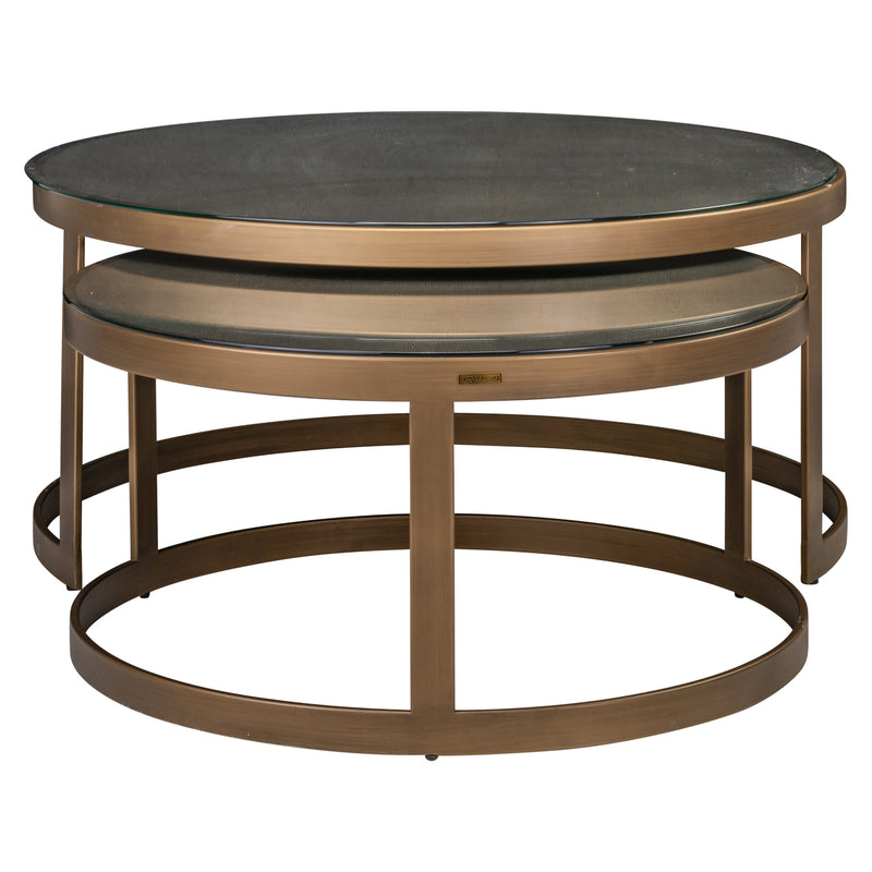 Couchtisch Bloomville im 2er-Set, Shagreen-Optik mit Glasplatten