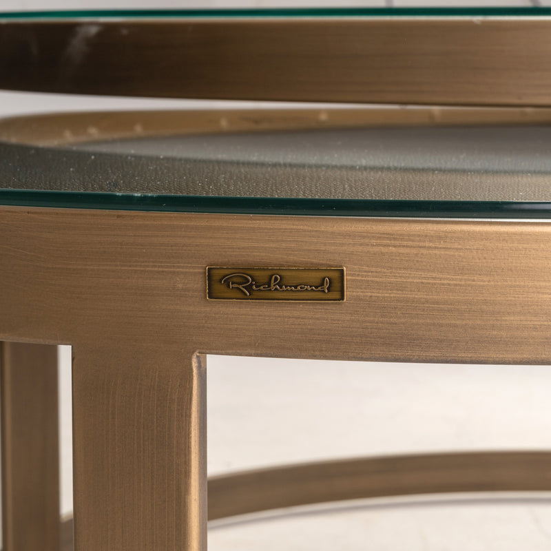 Couchtisch Bloomville im 2er-Set, Shagreen-Optik mit Glasplatten