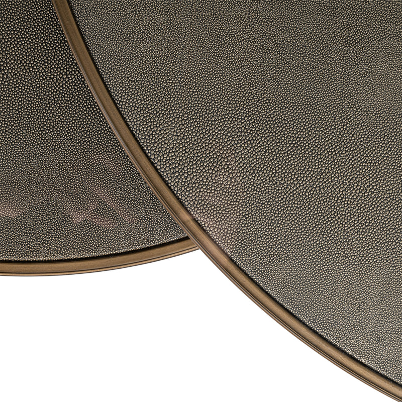 Couchtisch Bloomville im 2er-Set, Shagreen-Optik mit Glasplatten
