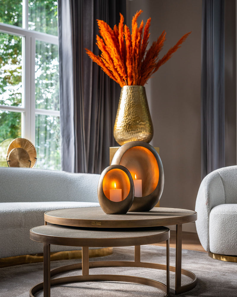 Couchtisch Bloomville im 2er-Set, Shagreen-Optik mit Glasplatten