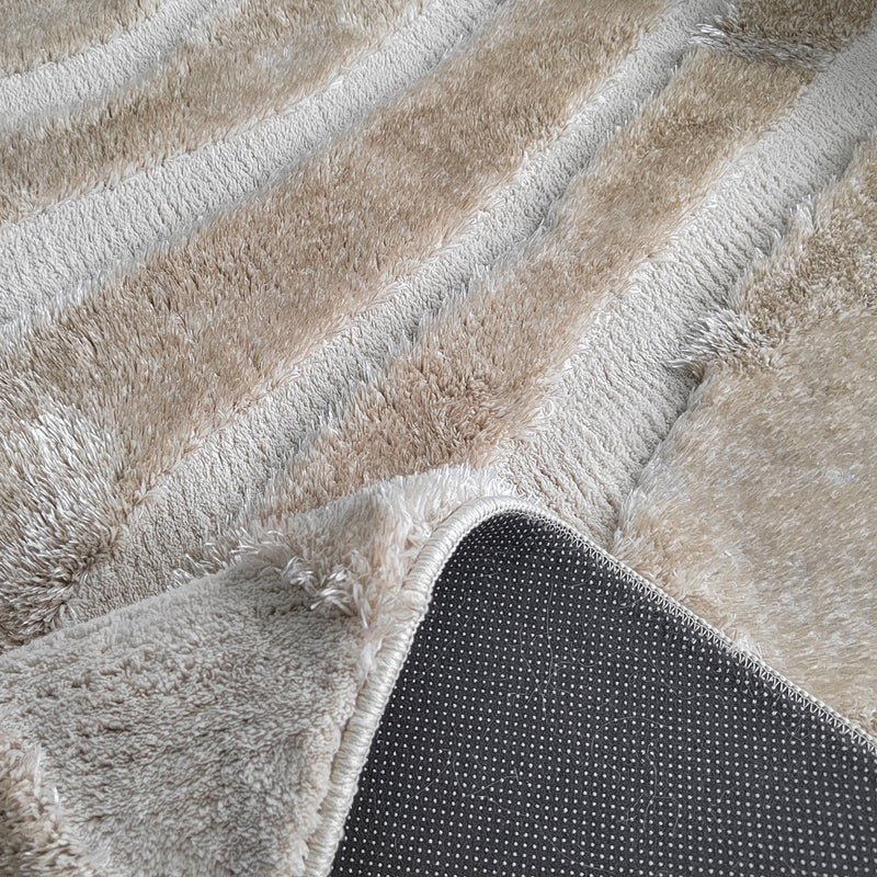 Teppich Ivar beige 200x350 cm – weiches Reliefmuster, Wohnzimmer