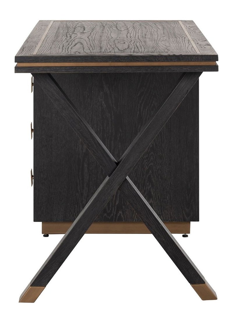 Schreibtisch Hunter Eichenfurnier black rustic mit 3 Schubladen